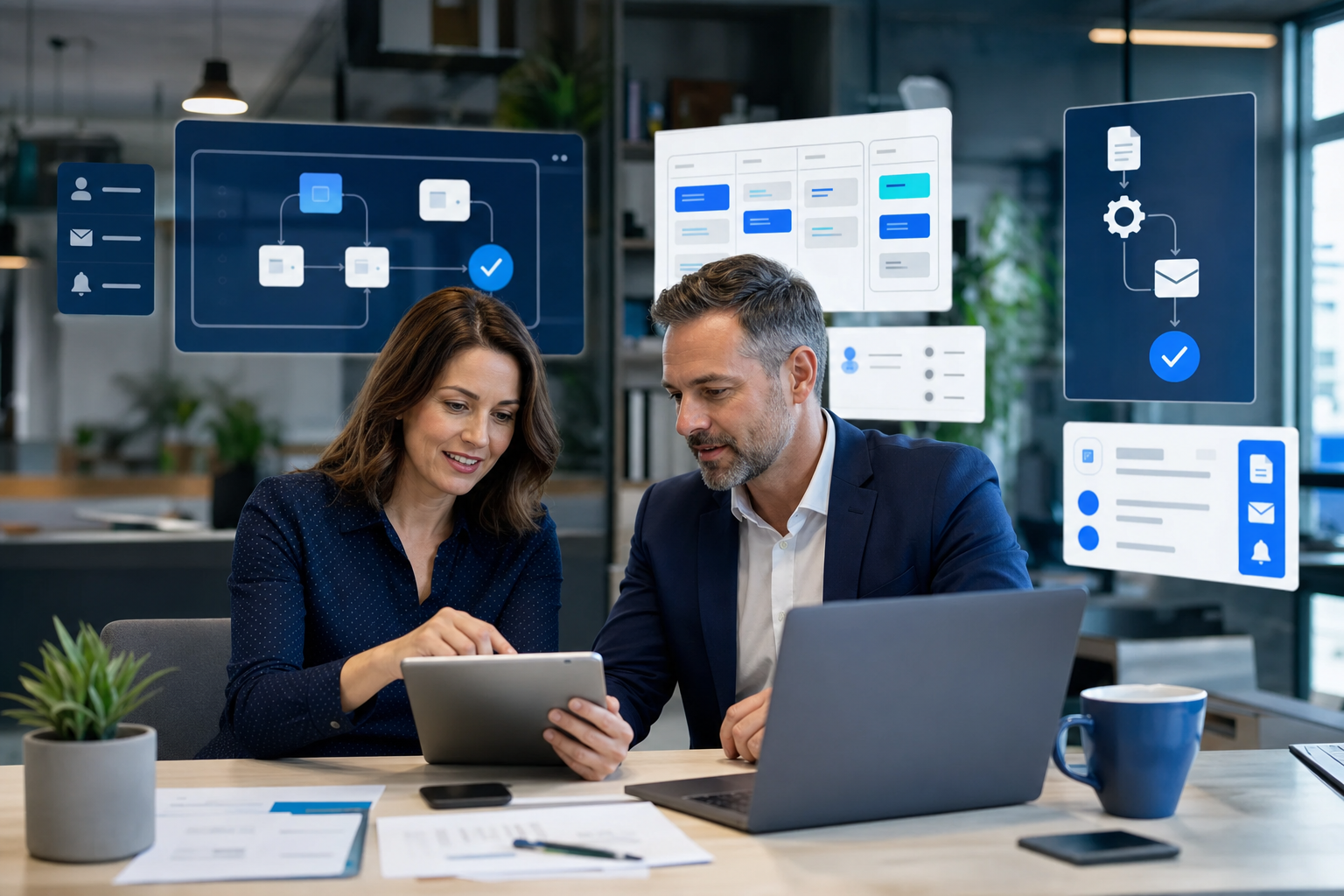 Business team reviewing workflow automation opportunities